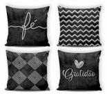Kit 04 Capas Decorativas Gratidão e Fé P/ Almofadas