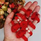 Kit 04 Faixa Para Cabelo Bebê Menina Na Meia Seda Com Lacinho Delicado ANNAS VERMELHO - Feito a Mão