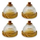 Kit 04 Mini Cloche Pâtisserie Doces Vidro Madeira Artesanal