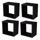 Kit 04 Nichos Quadrado Decorativo 31x31x15cm Preto Fosco