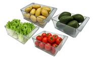 Kit 04 Organizadores 4l Geladeira Armário Verduras Frutas