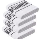 Kit 04 Pano - Copa KazzaVip Atoalhado 85% Algodão Com Barra Decorada Quadriculado Preto Jacquard 45cmx70cm Branco