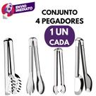 Kit 04 Pegador Salada E Massas Serrilhado E Carne E Gelo Em Inox Multifuncional Utensílios Cozinha