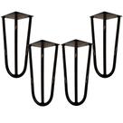 Kit 04 Pés de Ferro Aço Hairpin Legs 15 cm Preto A01 Sofá Móveis Mesa - Inoviza