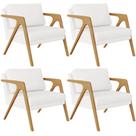 Kit 04 Poltrona Decorativa Para Sala Pietra Estrutura De Madeira L02 Corano Branco - Lyam Decor