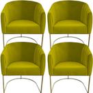 Kit 04 Poltrona Julia com base de ferro Sala de estar Escritório Recepção Clinica Suede Amarelo - D'Classe Decor Kit 04 Poltrona Julia com base de ferro Sala de estar Escritório Recepção Clinica Suede Amarelo - D'Classe Decor