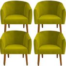 kit 04 Poltrona Julia Decoração Salão Cadeira Escritório Recepção Estar Amamentação Suede Amarelo - D'Classe Decor