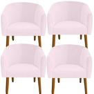 kit 04 Poltrona Julia Decoração Salão Cadeira Escritório Recepção Estar Amamentação Suede Rosa Bebê - D'Classe Decor