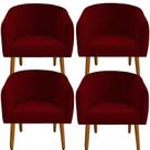 kit 04 Poltrona Julia Decoração Salão Cadeira Escritório Recepção Estar Amamentação Suede Vermelho - D'Classe Decor