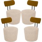 Kit 04 Poltronas Base Fixa Luara M03 Linho Cru