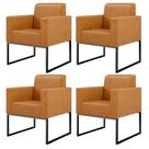 Kit 04 Poltronas Base Fixa Metal Helô L02 Whisky