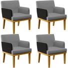 Kit 04 Poltronas Beatriz W01 Linho Cinza Escuro Preto Kit 04 Poltronas Beatriz W01 Linho Cinza Escuro Preto