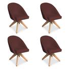Kit 04 Poltronas Cadeira Giratória Bela Suede Marsala Base de Madeira - Pallazio