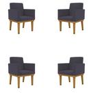 Kit 04 Poltronas Cadeira Reforçada - Escritório Cinza