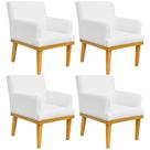 Kit 04 Poltronas Decorativa Para Sala de Estar Base Mel Beatriz W01 Corano Branco - Lyam Decor