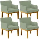 Kit 04 Poltronas Decorativa Para Sala De Estar E Recepção Beatriz W01 Bouclê Oliva - Lyam Decor