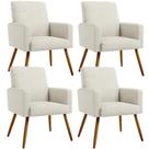 Kit 04 Poltronas Decorativa Para Sala De Estar Maria W01 Pés Palito Linho Champagne - Lyam Decor