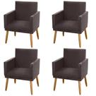 Kit 04 Poltronas Decorativas Lauren Pés Palito Suede Marrom - Desk Design
