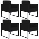 Kit 04 Poltronas Decorativas para Sala Recepção Base Fixa De Metal Helô L02 Suede Preto - Lyam Decor Kit 04 Poltronas Decorativas para Sala Recepção Base Fixa De Metal Helô L02 Suede Preto - Lyam Decor