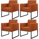 Kit 04 Poltronas Decorativas Sala Base Fixa Metal Helô L02 Tecido Terracota - Lyam Decor