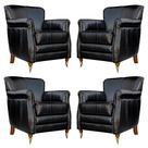 Kit 04 Poltronas Decorativas Sala de Estar Brunei Pés Príncipe Couro Preto G58 - Gran Belo