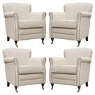 Kit 04 Poltronas Decorativas Sala de Estar Brunei Pés Príncipe Off White Couro G58 - Gran Belo