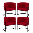 Kit 04 Poltronas Lua Sala Decorativa Base de Ferro Black