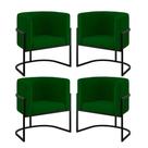 Kit 04 Poltronas Lua Sala Decorativa Base De Ferro Black Verde