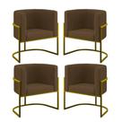 Kit 04 Poltronas Lua Sala Decorativa Base de Ferro Gold