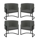 Kit 04 Poltronas Lua Sala Decorativa Base Ferro Black Veludo