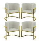 Kit 04 Poltronas Lua Sala Decorativa Base Ferro Gold Bouclê
