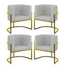 Kit 04 Poltronas Lua Sala Decorativa Base Ferro Gold Bouclê