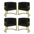 Kit 04 Poltronas Lua Sala Decorativa Base Ferro Gold material sintético