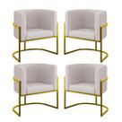 Kit 04 Poltronas Lua Sala Decorativa Base Ferro Gold Veludo