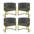 Kit 04 Poltronas Lua Sala Decorativa Base Ferro Gold Veludo Kit 04 Poltronas Lua Sala Decorativa Base Ferro Gold Veludo