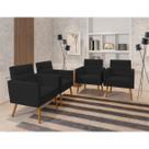 Kit 04 Poltronas Lux Decorativas Para Sala Quarto Suede Preto Kit 04 Poltronas Lux Decorativas Para Sala Quarto Suede Preto