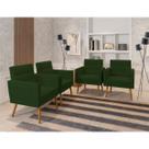 Kit 04 Poltronas Lux Decorativas Para Sala Quarto Suede Verde Kit 04 Poltronas Lux Decorativas Para Sala Quarto Suede Verde