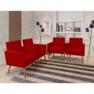 Kit 04 Poltronas Lux Decorativas Para Sala Quarto Suede Vermelho Kit 04 Poltronas Lux Decorativas Para Sala Quarto Suede Vermelho