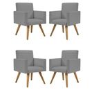 Kit 04 Poltronas Nina Decorativa Para Recepção Linho Grafite Kit 04 Poltronas Nina Decorativa Para Recepção Linho Grafite