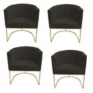Kit 04 Poltronas Paola Base de Ferro Sued Marrom - D'Classe Decor Kit 04 Poltronas Paola Base de Ferro Sued Marrom - D'Classe Decor