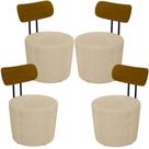 Kit 04 Poltronas Para Sala De Estar Base Fixa Luara M03 Bege