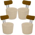 Kit 04 Poltronas Para Sala De Estar Decorativa Base Fixa Luara M03 Linho Bege - Lyam Decor