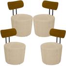 Kit 04 Poltronas Para Sala De Estar Decorativa Base Fixa Luara M03 Linho Bege - Lyam Decor