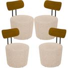 Kit 04 Poltronas Para Sala De Estar Decorativa Base Fixa Luara M03 Linho Cru - Lyam Decor