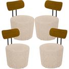 Kit 04 Poltronas Para Sala De Estar Decorativa Base Fixa Luara M03 Linho Cru - Lyam Decor