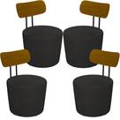 Kit 04 Poltronas Para Sala De Estar Decorativa Base Fixa Luara M03 Sintético Preto - Lyam Decor