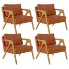Kit 04 Poltronas Pietra Estrutura L02 material sintético Camel