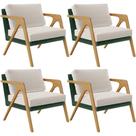 Kit 04 Poltronas Sala L02 Facto Verde Musgo Linho Cru
