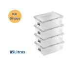 Kit 04 Potes Caixas Organizadoras 05 Lts Com Tampa Geladeira Freezer Salgados Laticínios ref308