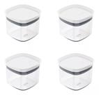 Kit 04 Potes Organizador Hermético Block 450ml Mantimento
